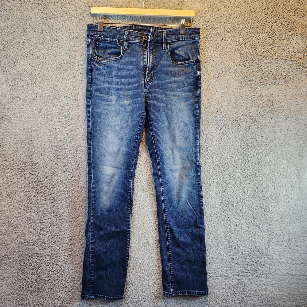 Bonobos Jeans Men 31/32 (Fits 30x30) Blue Mid Rise Straight Leg Pockets Zip Fly